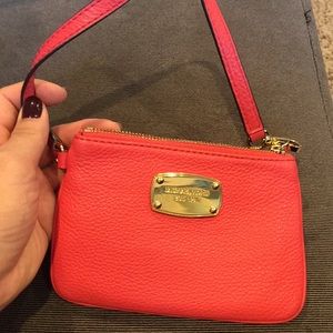 Michael Kors leather wristlet pouch